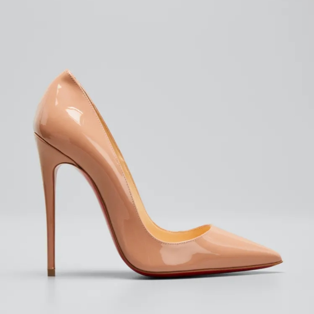 VEUC CHRISTIAN LOUBOUTIN So Kate Pumps Heels 120 Nude Patent Beige 40 8.5 9 9.5 - Picture 6 of 14